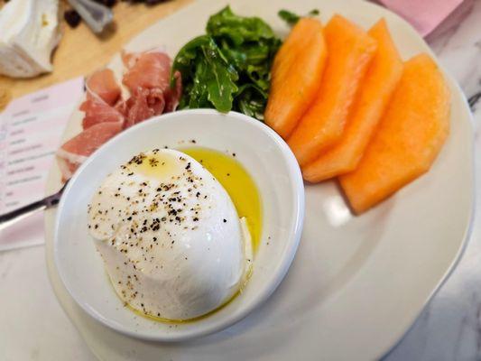 The Burrata Plate with Arugula, Cantaloupe and Prosciutto