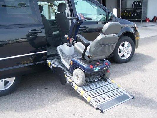 We sell accessible, side and rear-entry autos. We sell aluminum ramps & we sell, rent & repair mobility scooters.