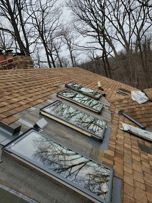 Ice and water shield around each skylight frame