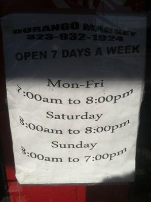 Store hours!