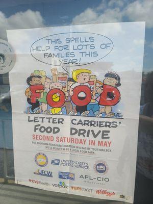 Carrier Food Drive. Second Saturday in May.