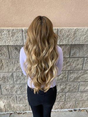 Balayage retouch with babylights