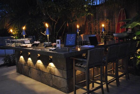 Tiki lighting on bar