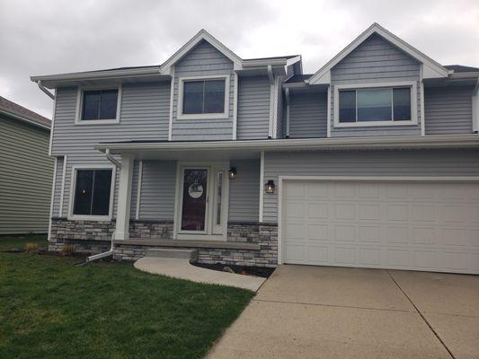 New vinyl siding and stone in Johnston