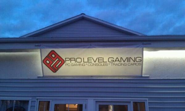 A temporary sign! Come on in and check out all the exciting games we play here at Pro Level Gaming!