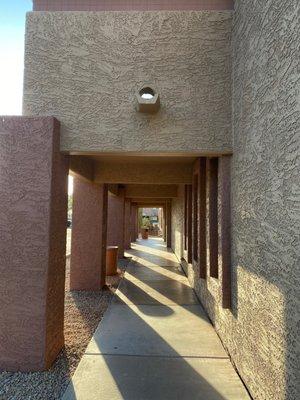 Walkway towards Best Funeral building.