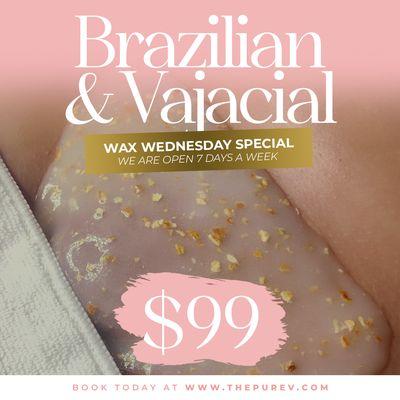 Hi ladies , every wednesday is are wax wednesday special for all are women.