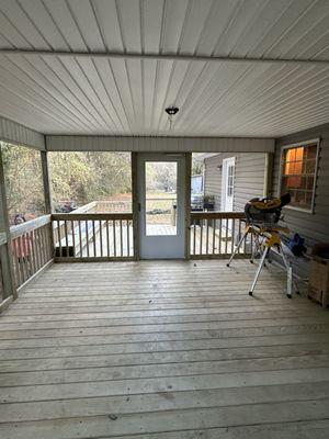 Inside large screen porch