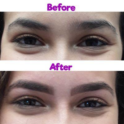 Look at this amazing eyebrow cleaning and shaping done by our talented waxing specialist!