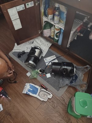 Under the sink garbage disposal being changed out