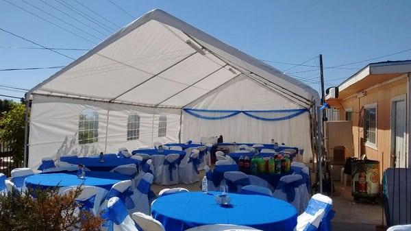 Tent 20x30 with around tables and chairs