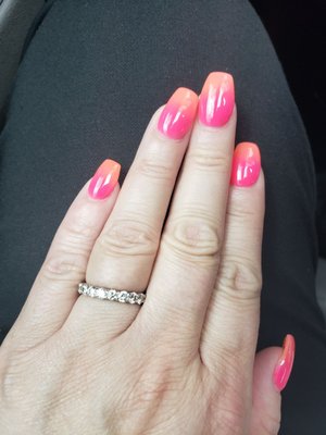 My favorite! Fluorescent Pink & Orange Acrylic Ombre.