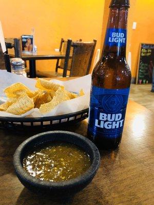 Chips and Green Chile Sala