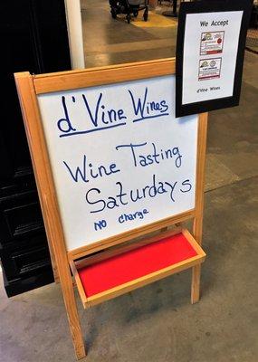 Wine Tasting Saturdays – No charge!