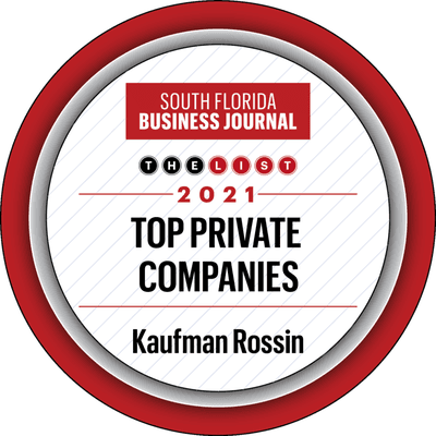 Kaufman Rossin awarded South Florida Business Journal 2021 Top Private Companies.