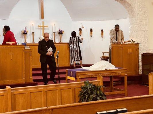 Members of the church on Palm Sunday