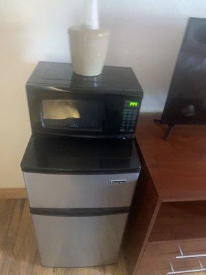 Mini fridge and microwave