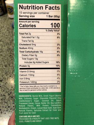 Mint Chocolate Chip nutrition facts & ingredients - VN