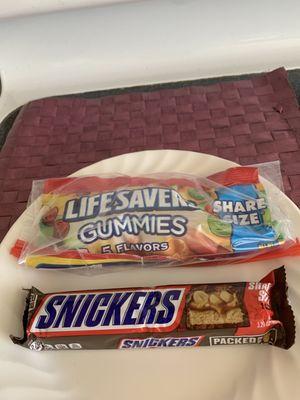 LIFESAVER GUMMIES, 5 Flavors. and Snickers King size Candy Bar. Which candy do you prefer Me Snickers my fav.