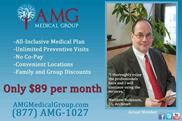 All-Inclusive Medical Plans Only $89 per month. Call (877-AMG-1027)