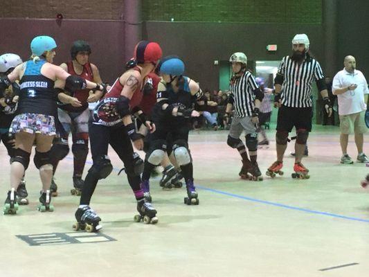 3/11/17. Saturday night! Twin City Knockers vs. Cajun Roller Girls out of Houma! All Female Flat Track Roller Derby Action!!