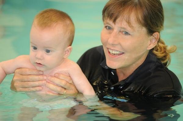 Daniel's first swim.