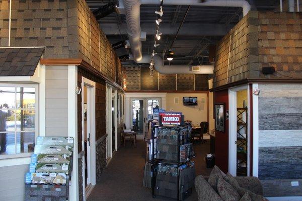 Visit our showroom in Naperville to see and touch actual roofing, siding, gutters, and decking products.