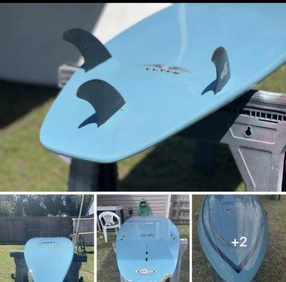 Surfboard repair with color match