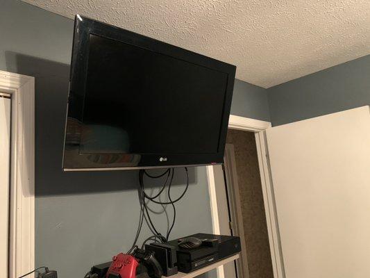 Kids game room tv mount and shelf