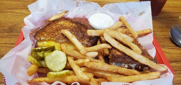 Triple Grilled Cheese with Fries