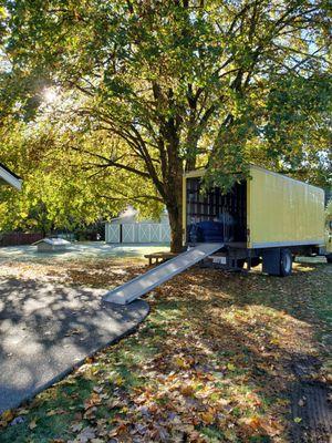 Convenient spot for the truck in the shade!