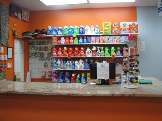 Many detergents, softners, dryer sheets in stock