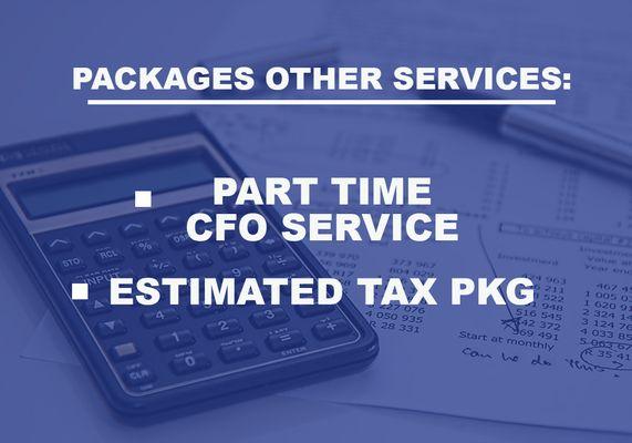 Business Packages for CFO Service and Estimated Tax