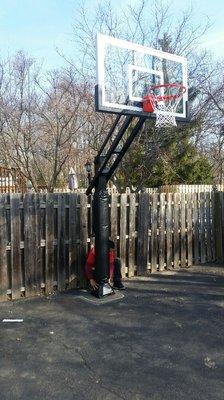 Our basketball hoop install.