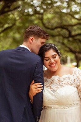 Bride and groom on their wedding day