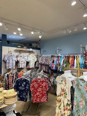 Wide selection of Hawaiian shirts, dresses, and pillow cases!