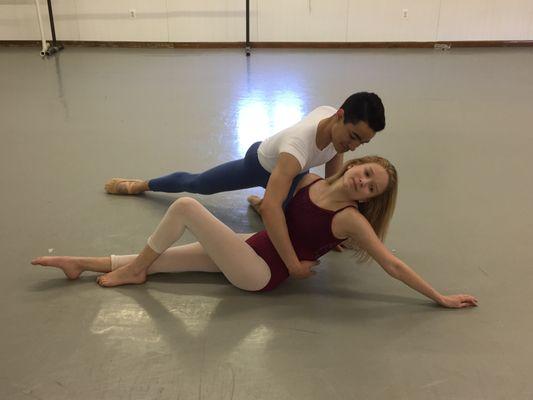 Aumni, Cainan Weber, now an apprentice with New York City Ballet, partnering with Alexis Haltzman Tracy