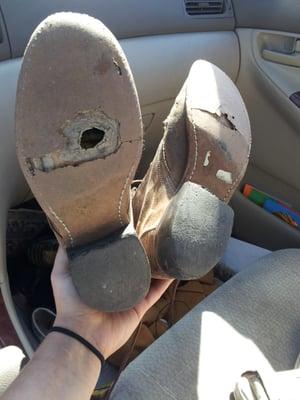 These are my shoes before Holly Shoe repair. Theyre good as new now.