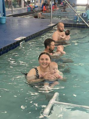 My wife and Mason in the Water Babies class