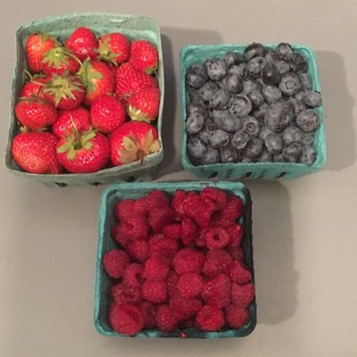 3 for $10, August 2018. At Troy Waterfront Farmers Market. Super Fresh, taste like "real berries"