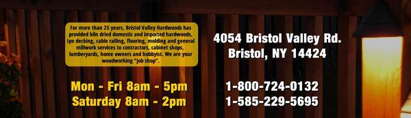 Bristol Valley Hardwoods supplies only the best in hardwoods, guaranteeing it will last for years to come 4054 Bristol Valley...