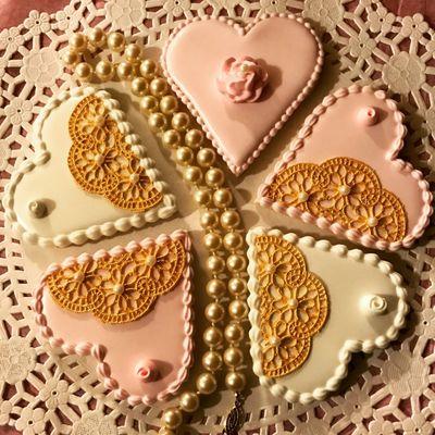 Lace Heart Custom Cookies