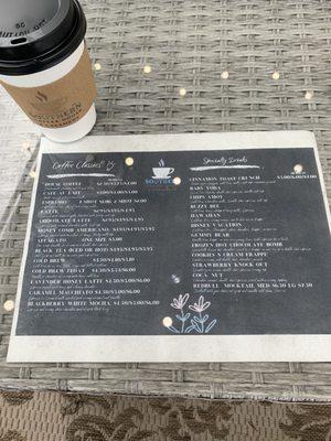 Coffee menu