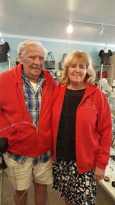 We strive to keep customers happy,  men included! Love their matching bling sweatshirts