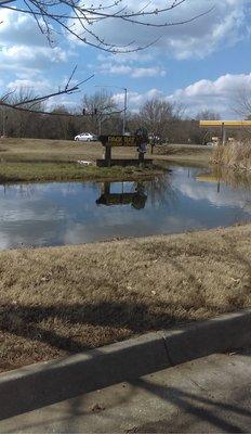 Big pond in front of store