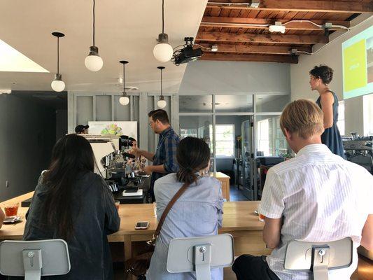 Learning about their Apollo coffee.