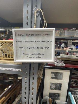 Frames pricing