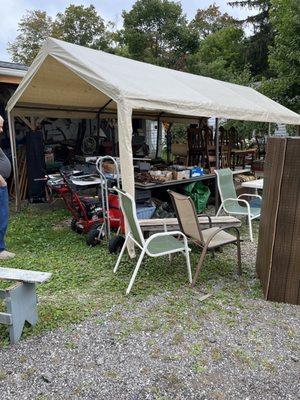 Entry to the barn and some outdoor items