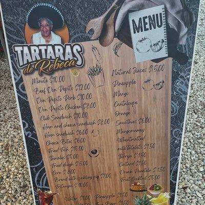 Menu food truck