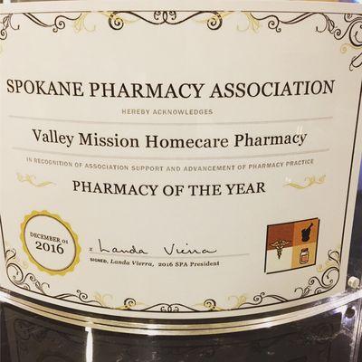 What a great honor! Voted Pharmacy of the Year by the Spokane Pharmacy Association!